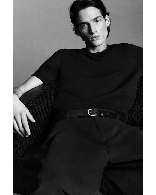 COS Black Interlock Cotton Crew-Neck T-Shirt for men