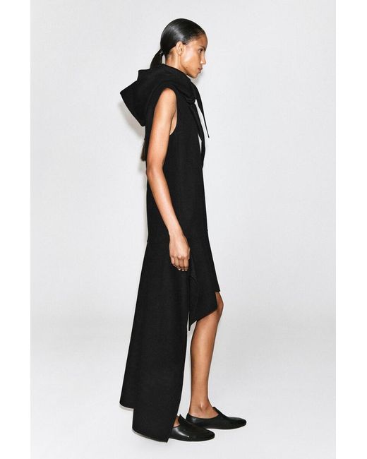 COS Black Dropped-Waist Double-Faced Wool Dress