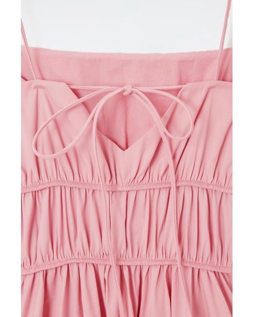 COS Pink Gathered-waist Midi Dress