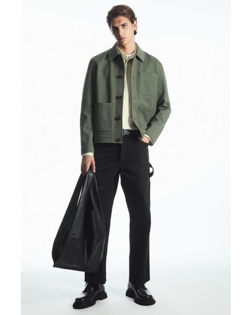 COS Cotton-twill Utility Jacket in Green for Men | Lyst