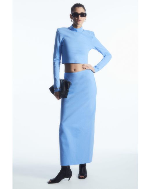 COS Blue Column Maxi Skirt