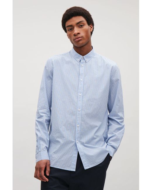 COS Cotton Button-down Striped Shirt in 
