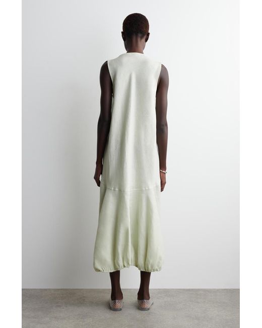 COS White Elasticated-Hem Linen Maxi Dress