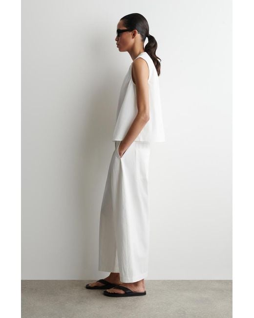 COS White Pleated Sleeveless Top