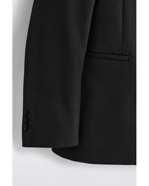 COS Black Satin-Collar Wool Blazer for men