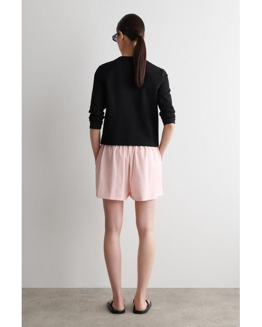 COS Pink Ruched-Waist Shorts
