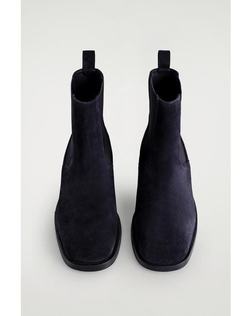 COS Blue Square-Toe Suede Chelsea Boots for men
