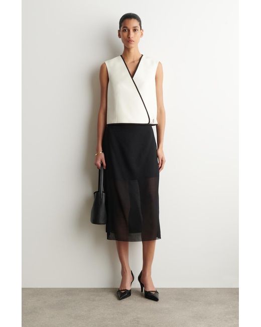 COS Natural Contrast-Trimmed Wrap Waistcoat