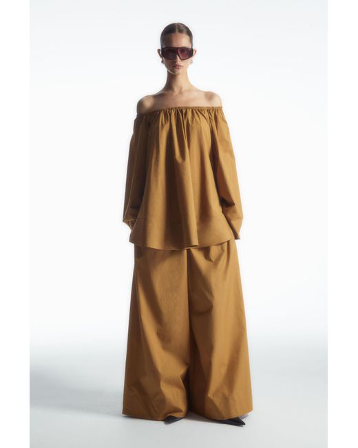 COS Natural Gathered Wide-leg Trousers​