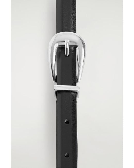 COS Black Sculpted-Buckle Leather Belt