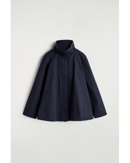 COS Blue A-Line Cotton-Twill Jacket