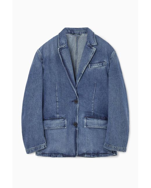 COS Blue Single-breasted Denim Blazer