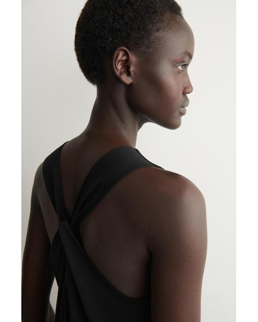 COS Black Twist-Back Jersey Midi Dress