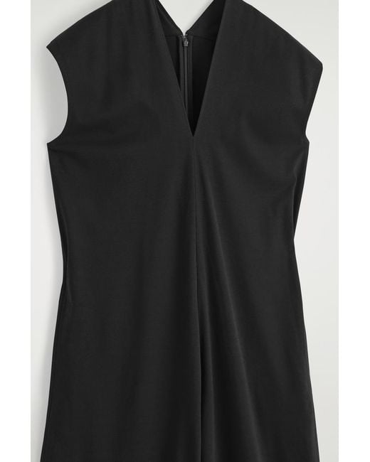 COS Black V-neck Jersey Jumpsuit