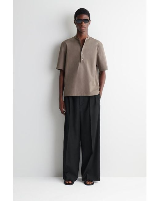 COS Natural Cotton Henley Shirt for men