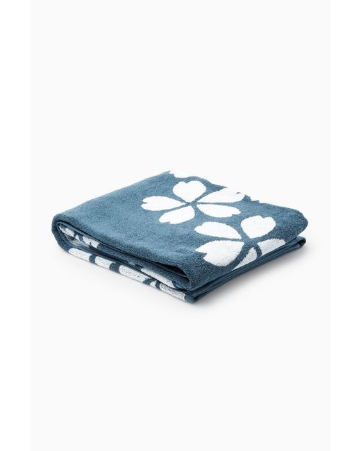 COS Blue Floral Terry Beach Towel for men