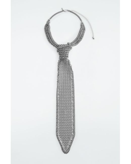 COS White Chainmail Tie