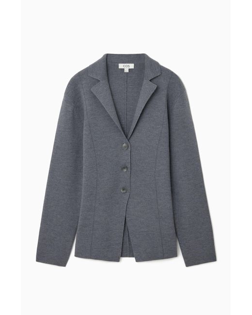 COS Gray Knitted Waisted Blazer