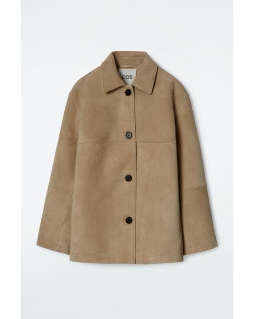 COS Brown Collared Suede Jacket