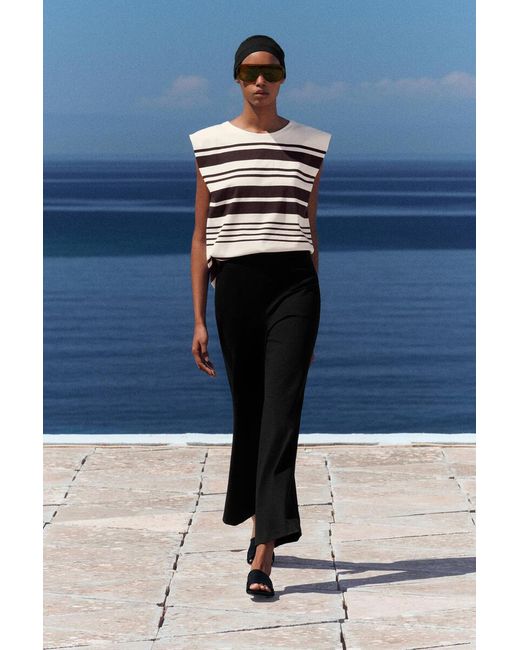 COS Black Jersey Flared Trousers