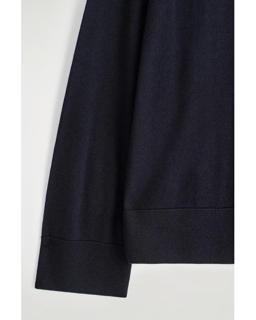 COS Blue Merino Wool Turtleneck Sweater