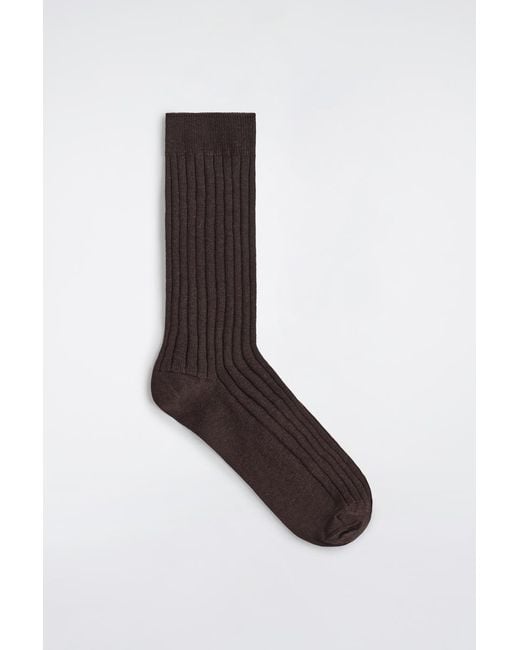 COS Black Ribbed Silk Socks for men