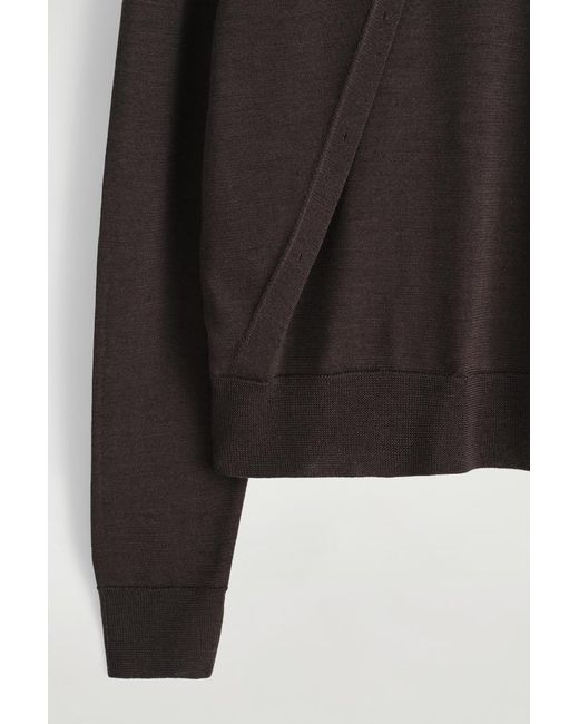 COS Black Layered Merino Wool Cardigan
