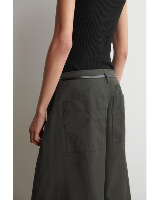 COS Gray Pleated Cotton Balloon-Leg Trousers