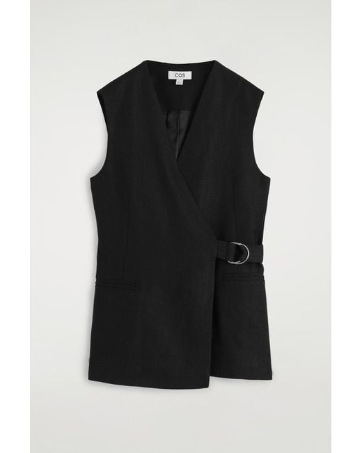 COS Black Belted Wrap-Front Waistcoat