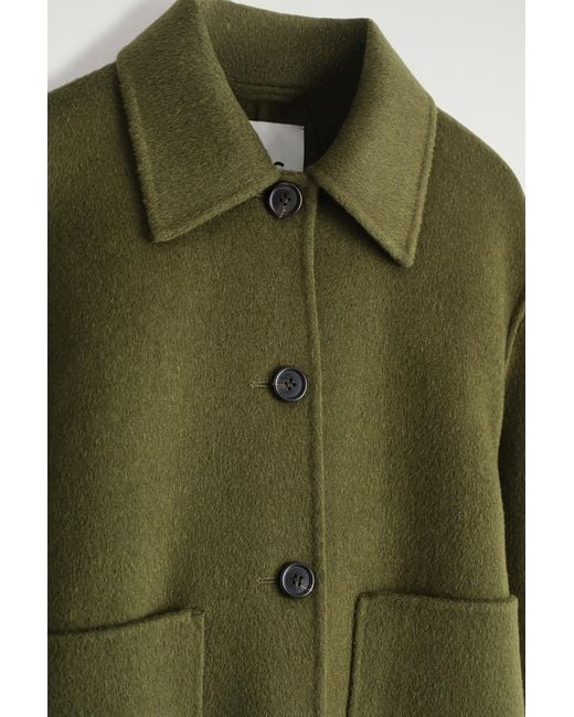 COS Green Boxy Double-Faced Wool Short Jacket