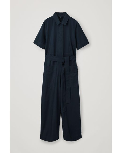 COS Blue Functional Belted Jumpsuit