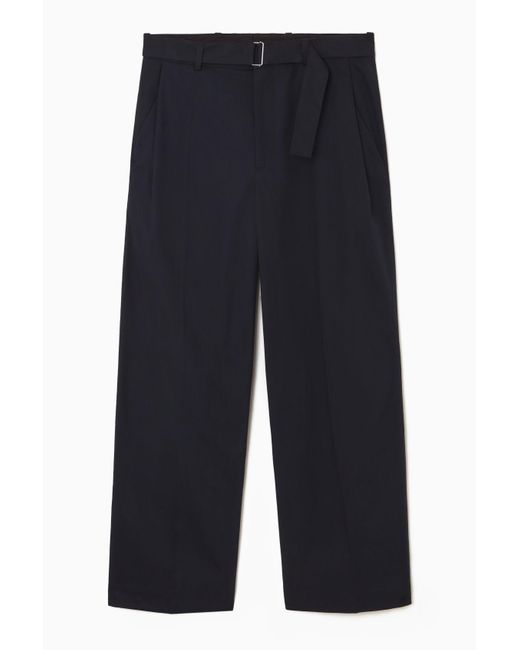 COS Blue Belted Pleated Wide-leg Pants for men