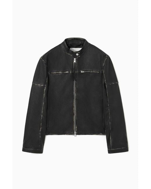 COS Black Leather Moto Jacket