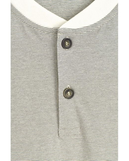 COS Gray Striped Cotton Henley T-Shirt for men