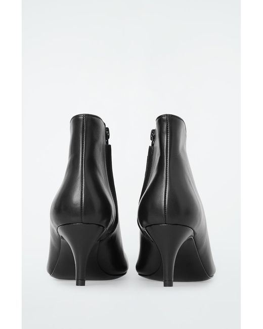 COS Black Square-toe Leather Ankle Boots