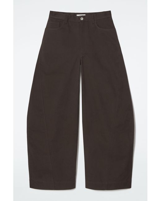 COS Gray Deconstructed Cotton Barrel-leg Trousers