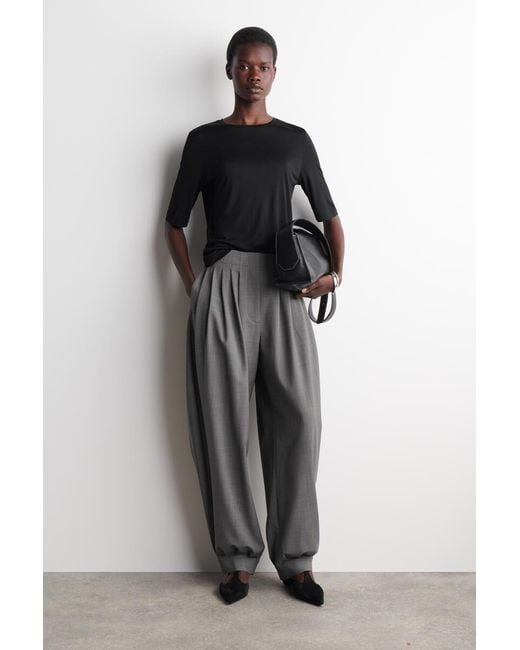 COS Black Fluid Silk T-Shirt