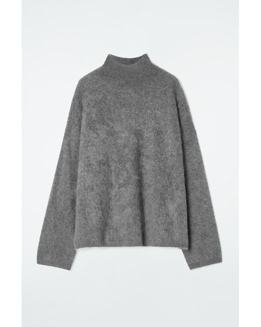 COS Gray Brushed-cashmere Turtleneck Jumper