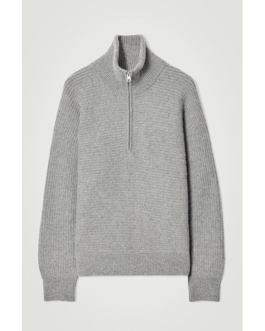 COS Gray Oversized Funnel-neck Alpaca Sweater for men