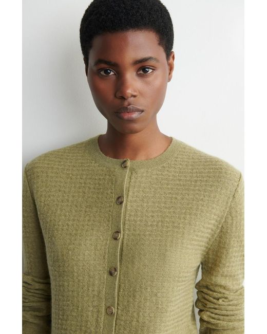 COS Green Zigzag-Knit Mohair-Blend Cardigan