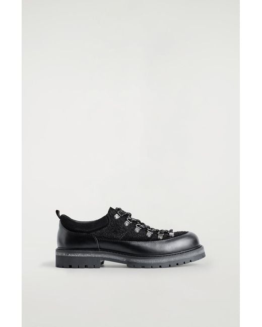 COS Black Leather Hiking Shoes for men