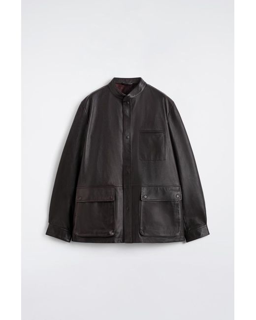 COS Black Burnished Nappa Leather Jacket for men