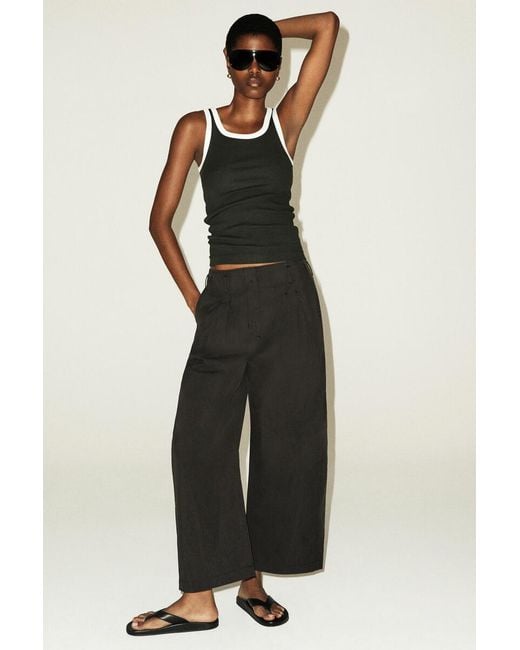 COS Black Ribbed Cotton Tank Top