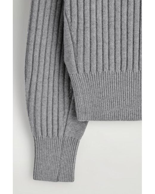 COS Gray Ribbed Merino Wool Jacket