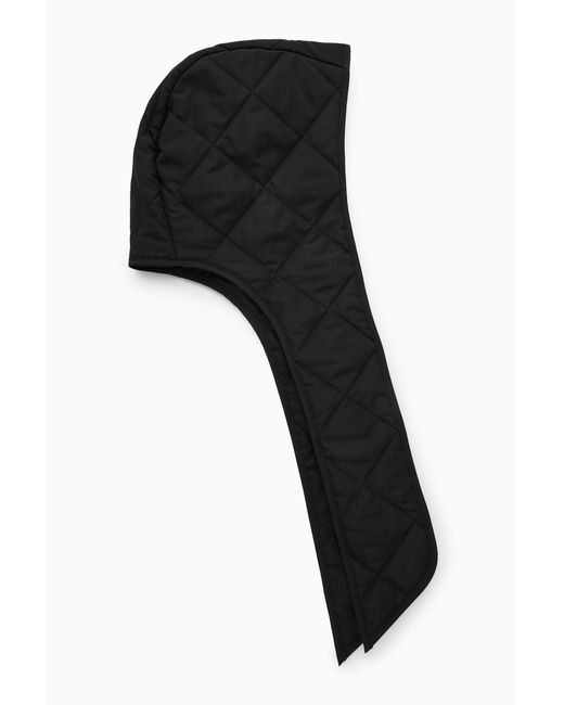 COS Black Quilted Tie-front Hood