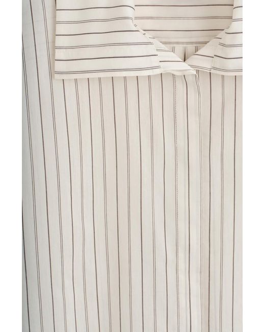 COS Natural Striped Cotton-Silk High-Collar Shirt