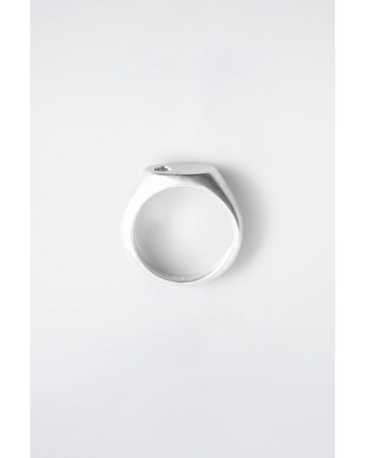 COS White Indented Signet Ring for men