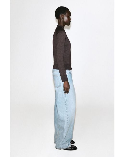 COS Brown Merino Wool Funnel-Neck Sweater