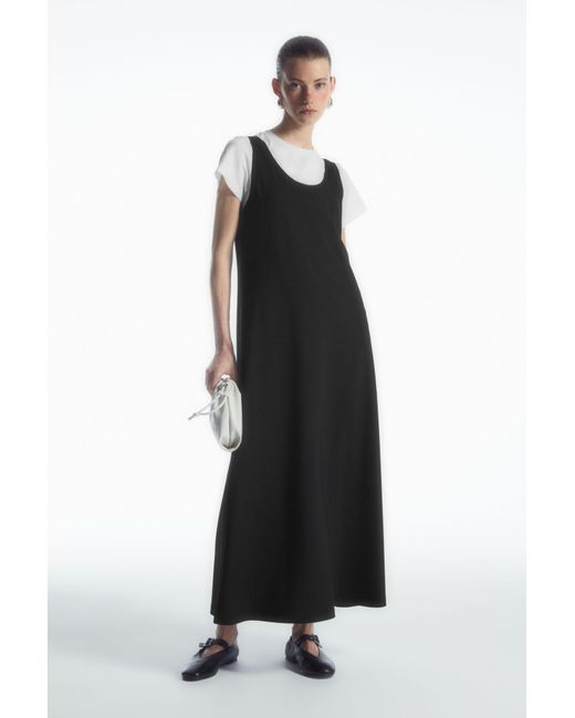 COS Black Scoop-neck Jersey Midi Dress