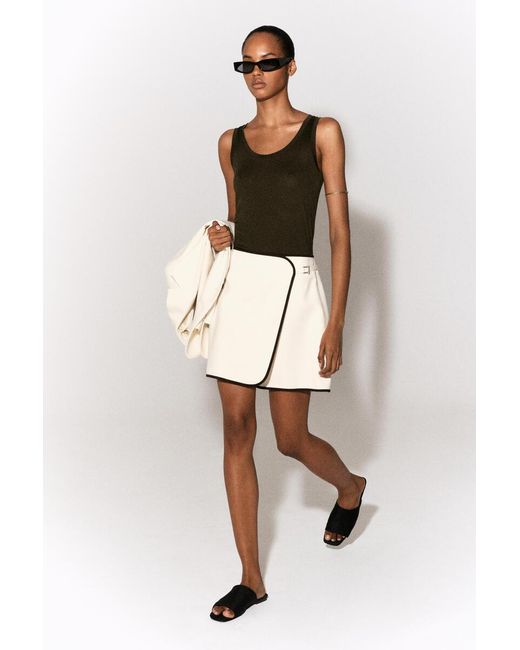 COS Natural Contrast-Trimmed Mini Wrap Skirt